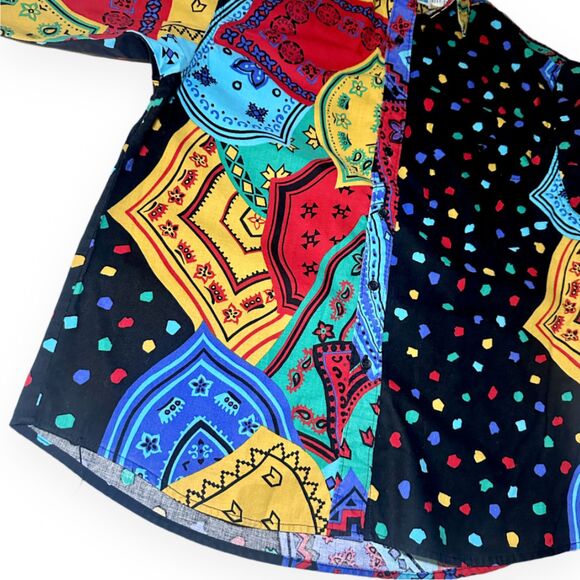 Vintage Wrangler 90s Western Bandana Polka Dot Button-Up Shirt L - Picture 4 of 10